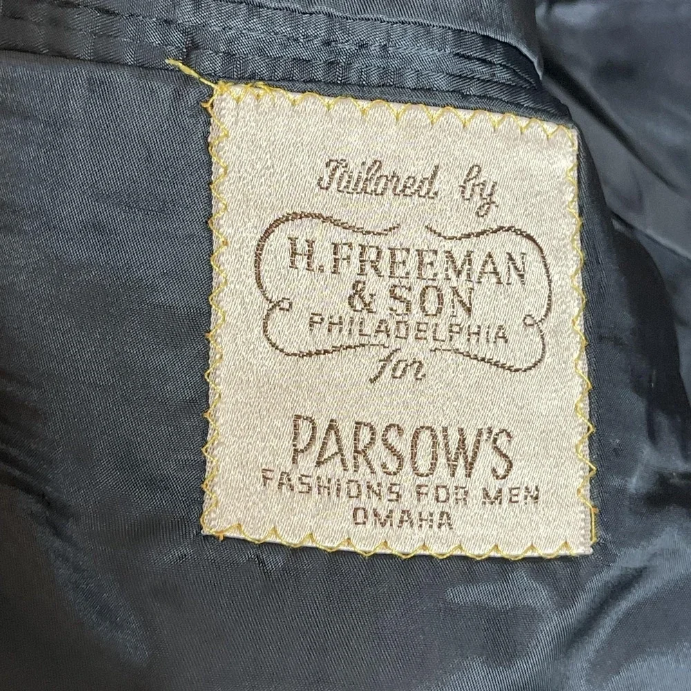 H Freeman‎ & Son Mens Wool Pinstripe Blazer Charcoal 3-Button Sport Coat USA 44R